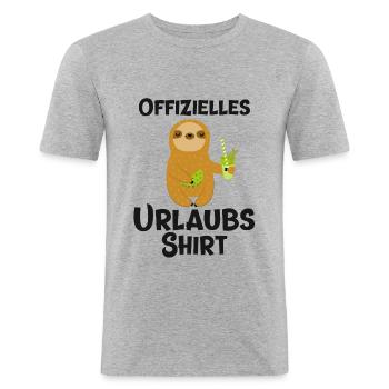Offizielles Urlaubs Shirt Sommer Faultier faul - Männer Slim Fit T-Shirt - Grau meliert - Vorne - Nik (191cm)