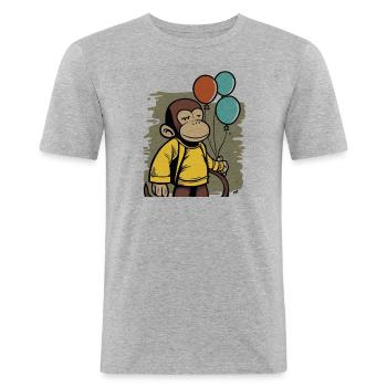 Monkey holds balloons birthday shirt - Men's Slim Fit T-Shirt - heather grey - Front - Nik (191cm)