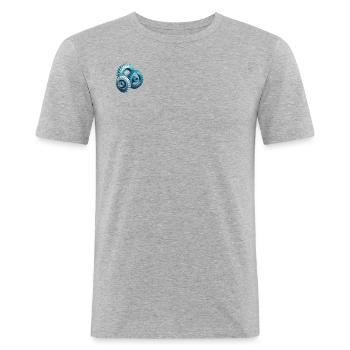 Engrenages Polygone - T-shirt près du corps Homme - gris chiné - Devant - Nik (191cm)