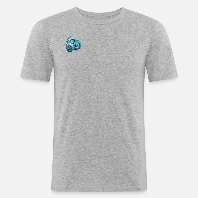 Zahnräder Polygon - Männer Slim Fit T-Shirt - Grau meliert