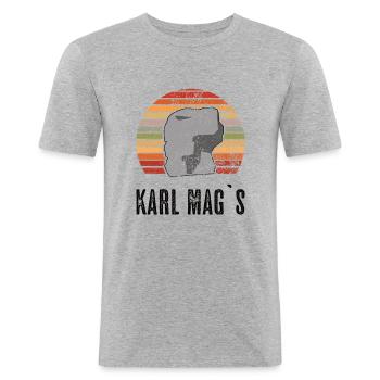 Karl Mag's - Retro Vintage Karl Marx Monument - Männer Slim Fit T-Shirt - Grau meliert - Vorne - Nik (191cm)