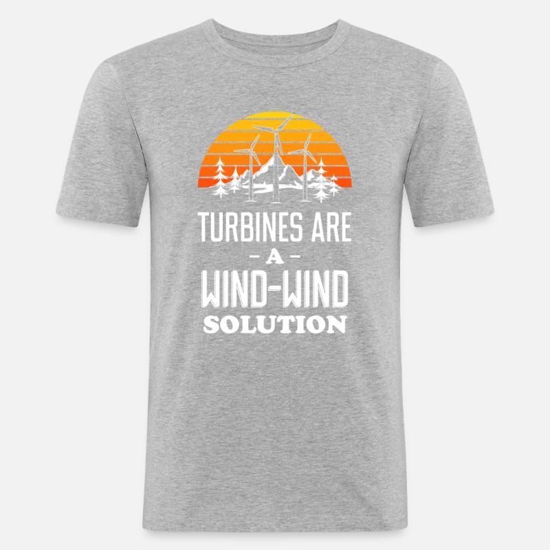 Énergie éolienne-éolienne Technicien d’éolienne - T-shirt près du corps Homme - gris chiné