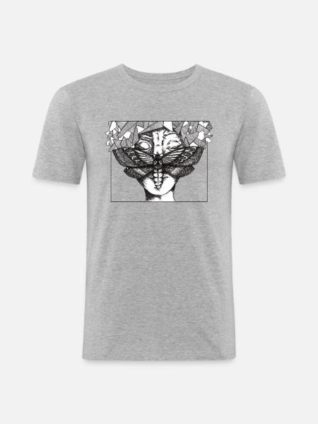 Moth in Thought - Men's Slim Fit T-Shirt - heather grey