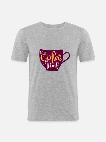 Kaffeezeit - Männer Slim Fit T-Shirt - Grau meliert