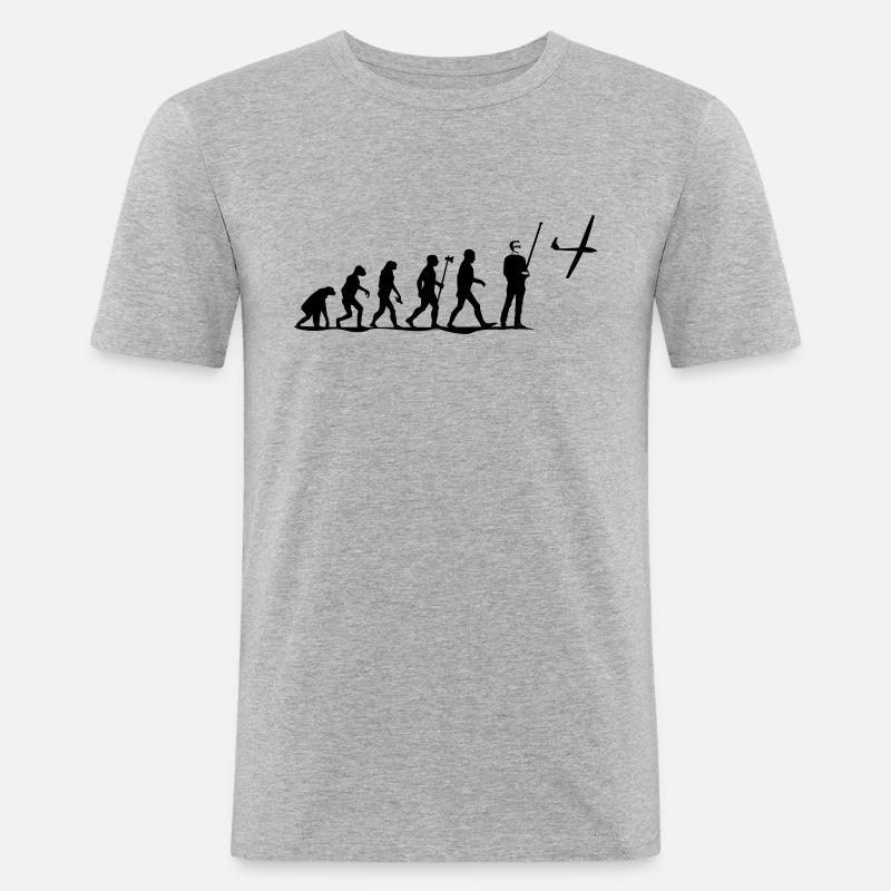 evolution modellfliegen - Männer Slim Fit T-Shirt - Grau meliert
