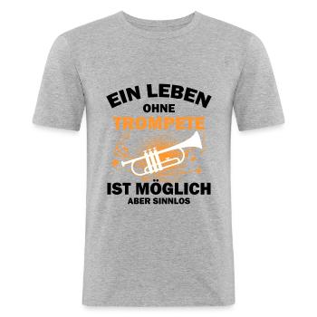 Trompete Trompeter - Männer Slim Fit T-Shirt - Grau meliert - Vorne - Nik (191cm)