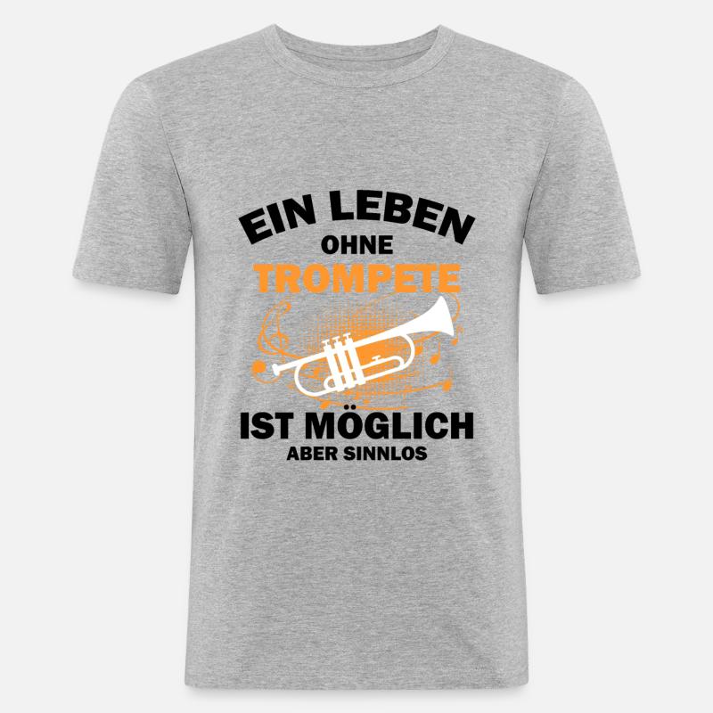 Trompete Trompeter - Männer Slim Fit T-Shirt - Grau meliert