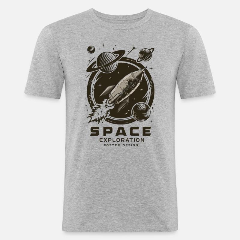 Aventure d’exploration spatiale - T-shirt près du corps Homme - gris chiné