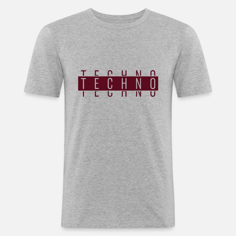TECHNO TECHNO TECHNO - Männer Slim Fit T-Shirt - Grau meliert