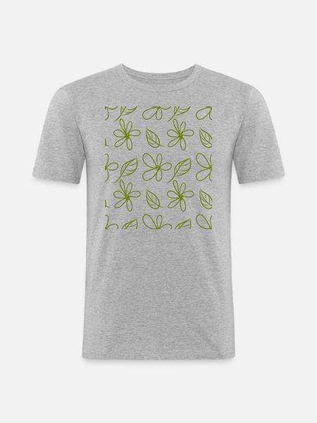 Blüten und Blätter - Männer Slim Fit T-Shirt - Grau meliert