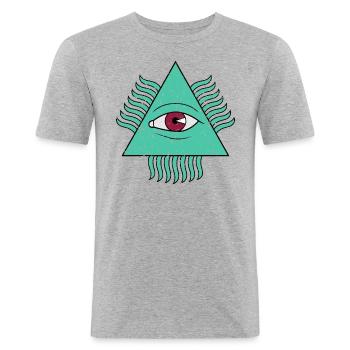 Pyramide Auge - Männer Slim Fit T-Shirt - Grau meliert - Vorne - Nik (191cm)