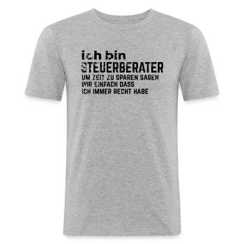 STEUERBERATER - Männer Slim Fit T-Shirt - Grau meliert - Vorne - Nik (191cm)