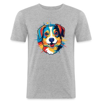 Pop Art Dog - Men's Slim Fit T-Shirt - heather grey - Front - Nik (191cm)