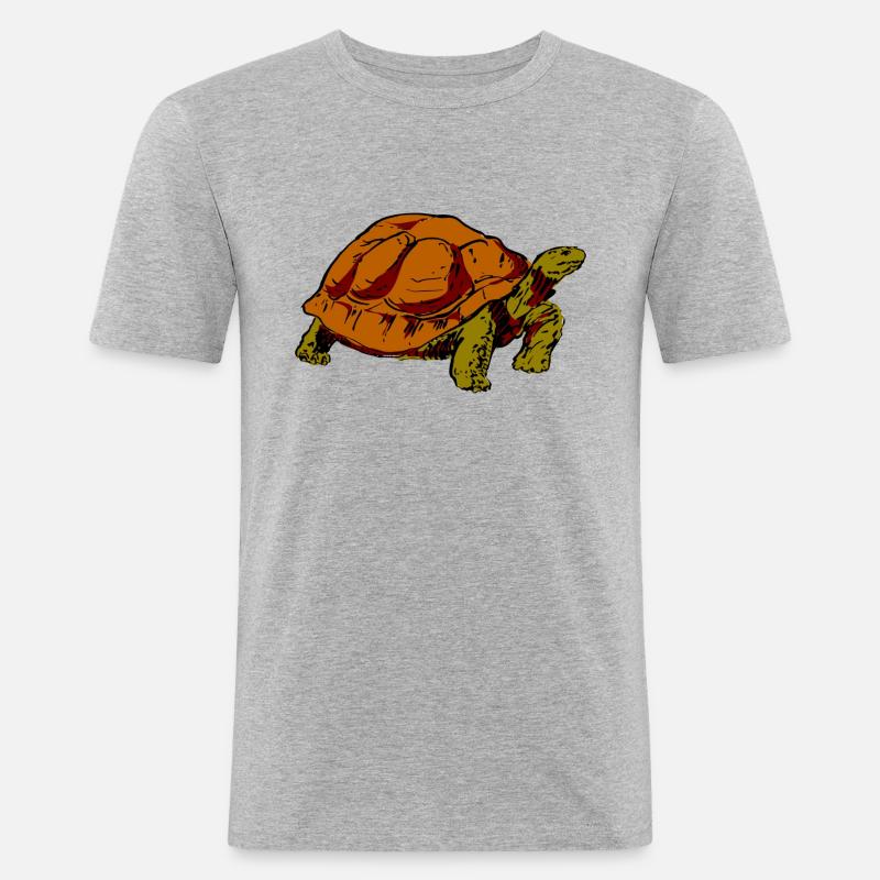 Schildkröte - Männer Slim Fit T-Shirt - Grau meliert