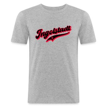 INGOLSTADT - Männer Slim Fit T-Shirt - Grau meliert - Vorne - Nik (191cm)