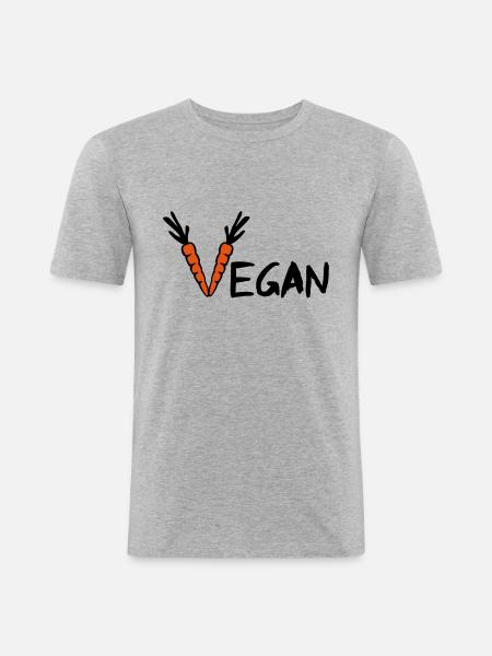 Vegan - Männer Slim Fit T-Shirt - Grau meliert