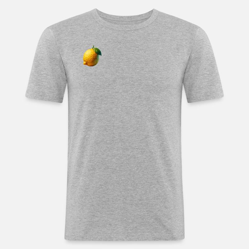 Zitrone Polygon - Männer Slim Fit T-Shirt - Grau meliert