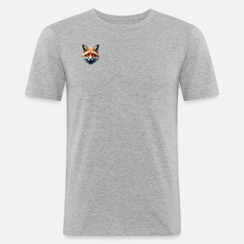Fuchs Polygon - Männer Slim Fit T-Shirt - Grau meliert