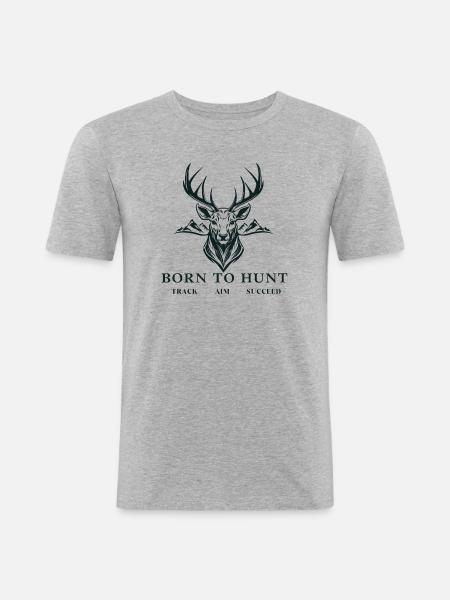 BORN TO HUNT - Men's Slim Fit T-Shirt - heather grey