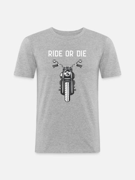 Reite oder stirb - Männer Slim Fit T-Shirt - Grau meliert