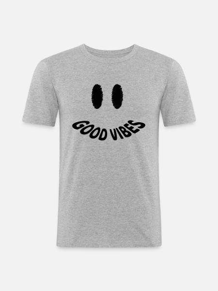 Good Vibes - Männer Slim Fit T-Shirt - Grau meliert