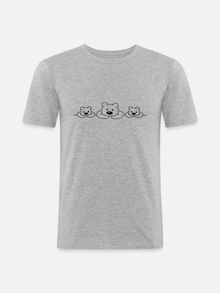 3 Bears - Männer Slim Fit T-Shirt - Grau meliert