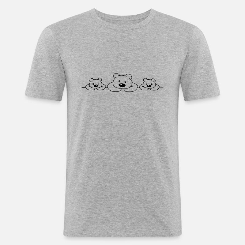 3 Bears - Männer Slim Fit T-Shirt - Grau meliert
