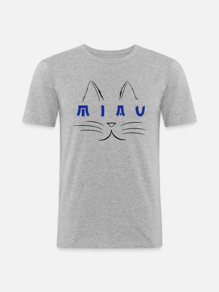 Cat MIAU MEOW Gavekat - Herre Slim Fit T-Shirt - grå meleret