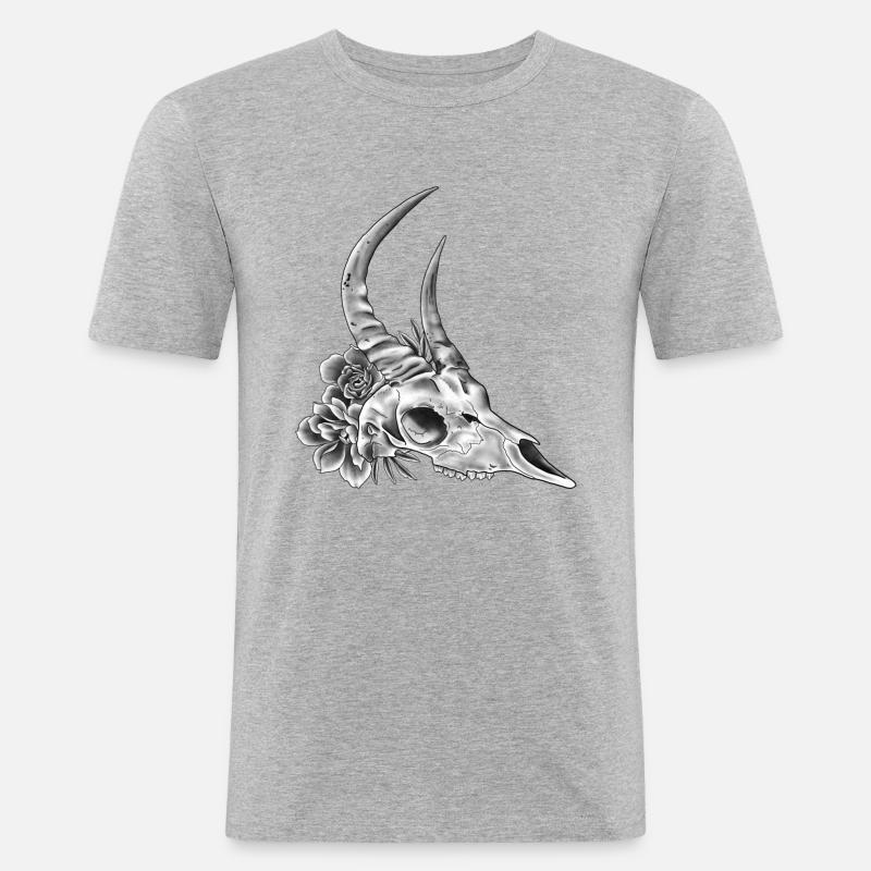 Bockschädel - Männer Slim Fit T-Shirt - Grau meliert