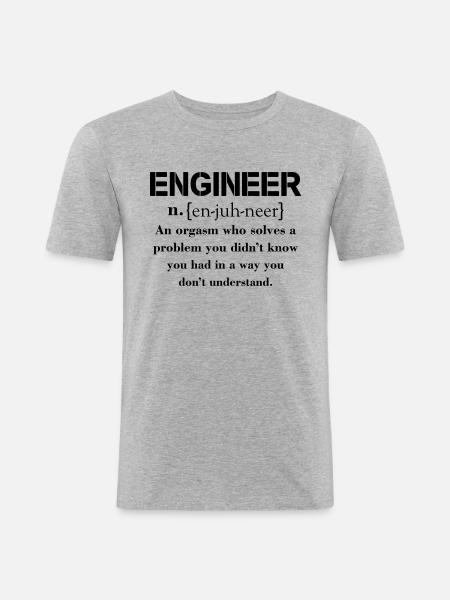 Engineer Definition Funny T-shirt - Men's Slim Fit T-Shirt - heather grey