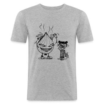 ONION - Men's Slim Fit T-Shirt - heather grey - Front - Nik (191cm)