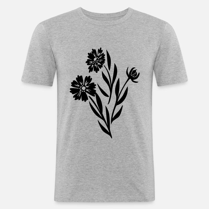 Blumen Blumenkind flower fleur Geschenkidee - Männer Slim Fit T-Shirt - Grau meliert