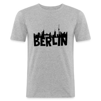Berlin Skyline - Männer Slim Fit T-Shirt - Grau meliert - Vorne - Nik (191cm)