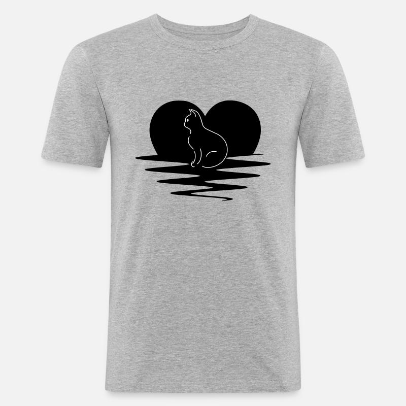 Katze - Männer Slim Fit T-Shirt - Grau meliert
