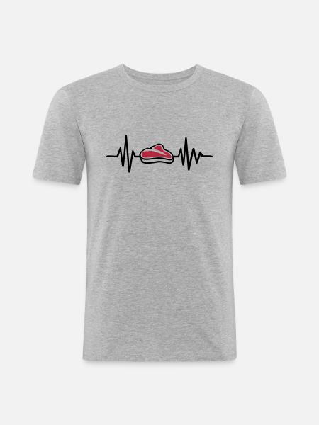 Fleisch - Männer Slim Fit T-Shirt - Grau meliert