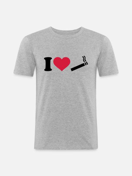 Zigarette - Männer Slim Fit T-Shirt - Grau meliert