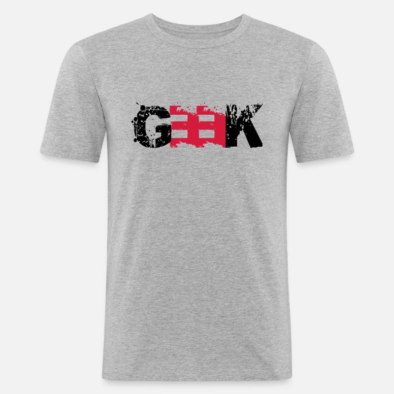 Geek Farbabdruck - Männer Slim Fit T-Shirt - Grau meliert