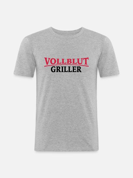 grillen - Männer Slim Fit T-Shirt - Grau meliert