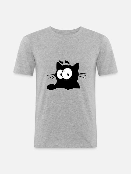 Black Cat 6 cat - Men's Slim Fit T-Shirt - heather grey