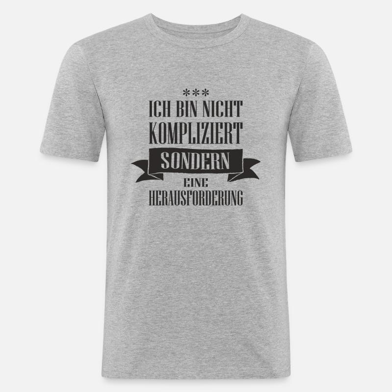 Ich bin nicht kompliziert - Männer Slim Fit T-Shirt - Grau meliert