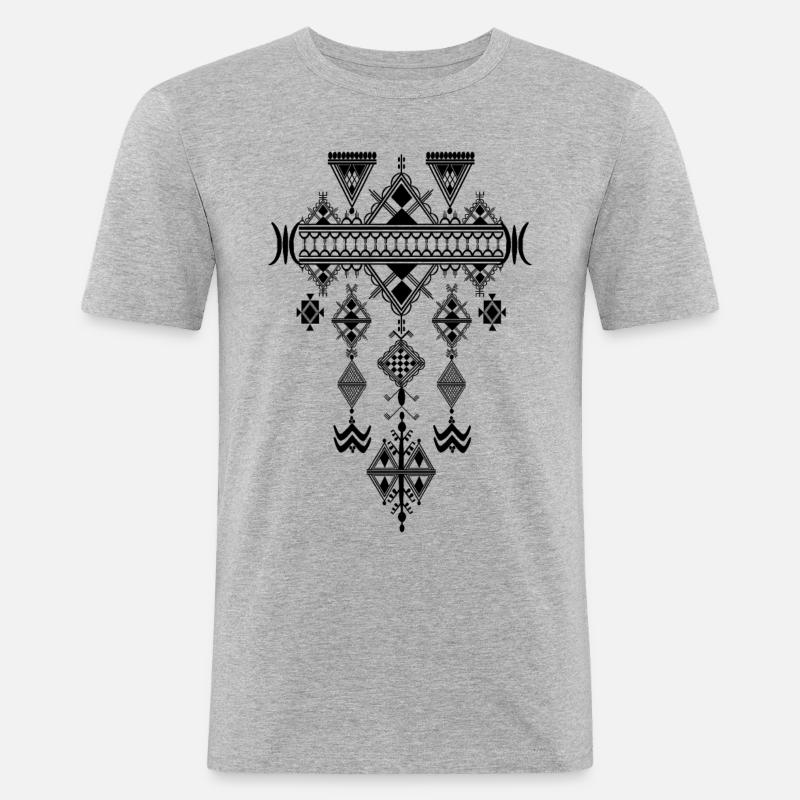 Berbermuster. Max-Format - Männer Slim Fit T-Shirt - Grau meliert