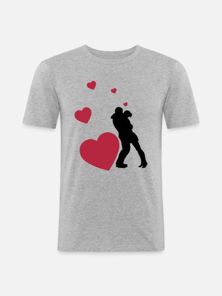 Liebespaar - Männer Slim Fit T-Shirt - Grau meliert