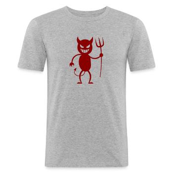 Teufel Luzifer Satan Teuflisch Hölle - Männer Slim Fit T-Shirt - Grau meliert - Vorne - Nik (191cm)