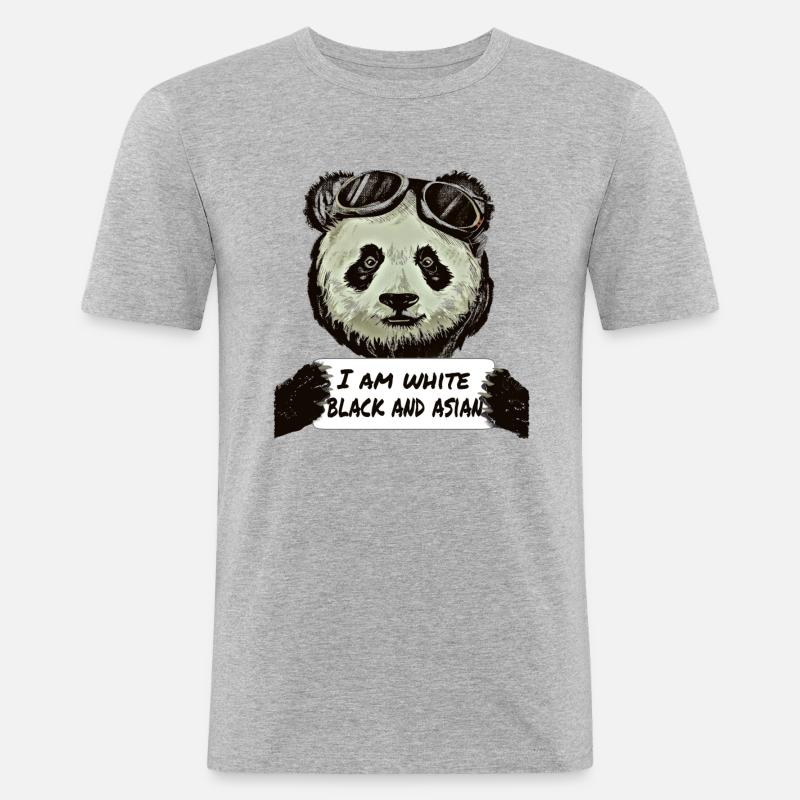 Cool Pilot Panda - Männer Slim Fit T-Shirt - Grau meliert