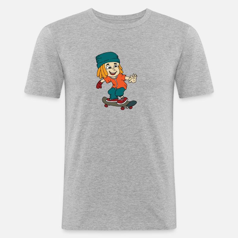 Skateboad Kind - Männer Slim Fit T-Shirt - Grau meliert