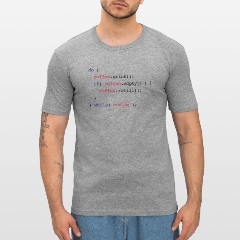 Code Coffee Refill Coding Obcisła koszulka męska
