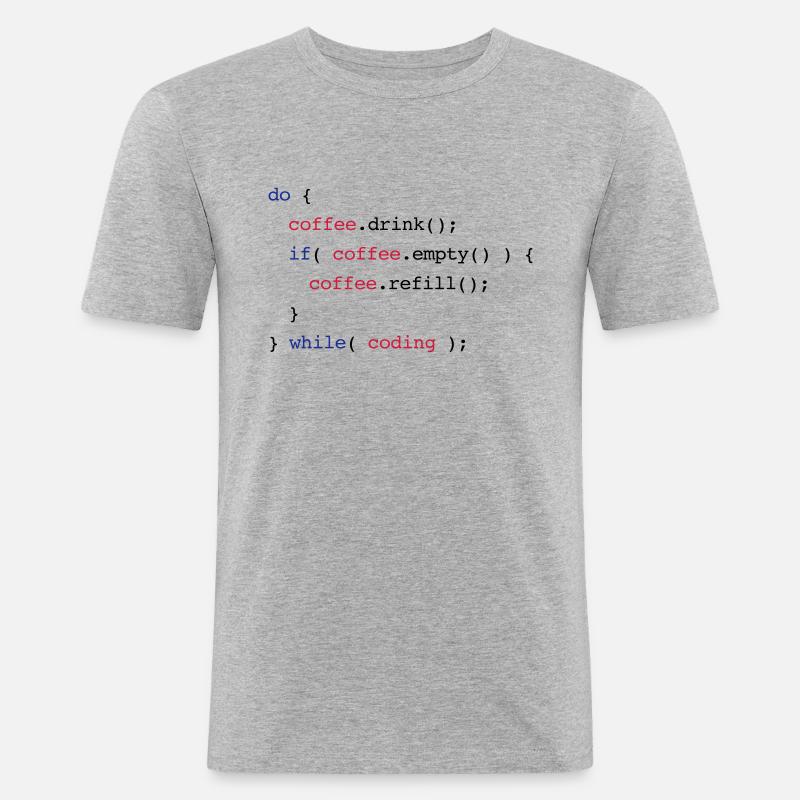 Code Coffee Refill Codierung - Männer Slim Fit T-Shirt - Grau meliert