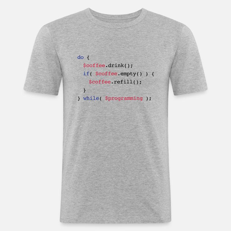 Code Coffee Refill Programming v2 - Männer Slim Fit T-Shirt - Grau meliert