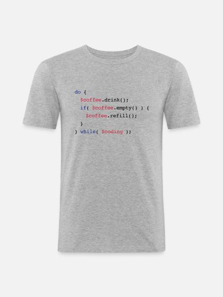 Code Coffee Refill Coding v2 - Männer Slim Fit T-Shirt - Grau meliert