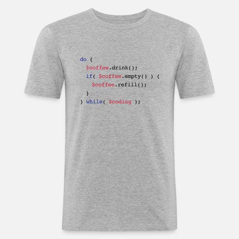 Code Coffee Refill Coding v2 - Männer Slim Fit T-Shirt - Grau meliert